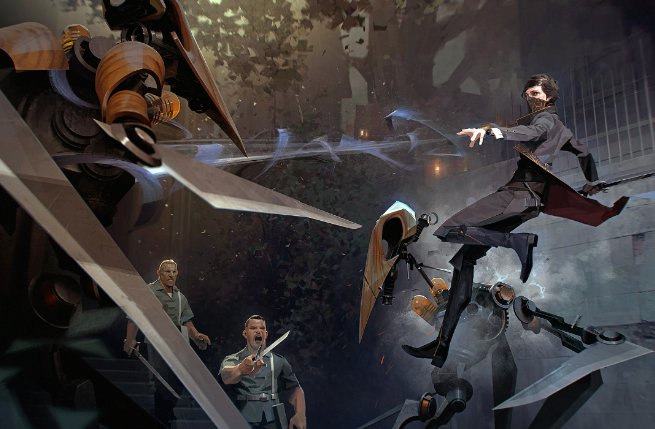 Alt: Skjermbilde av PC spill Dishonored 2 med spiontema